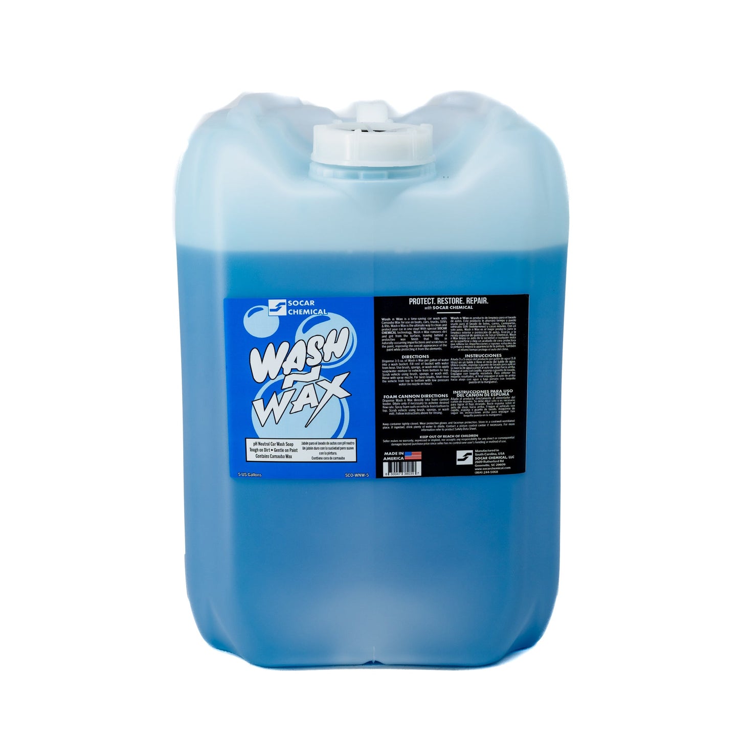 SOCAR Wash n Wax - Jabón para lavado de autos con pH neutro infundido con cera de carnauba