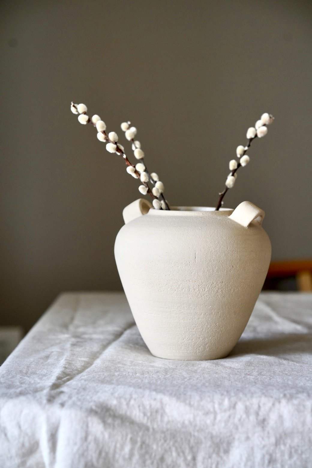 Handmade and rustic stoneware indoor vase