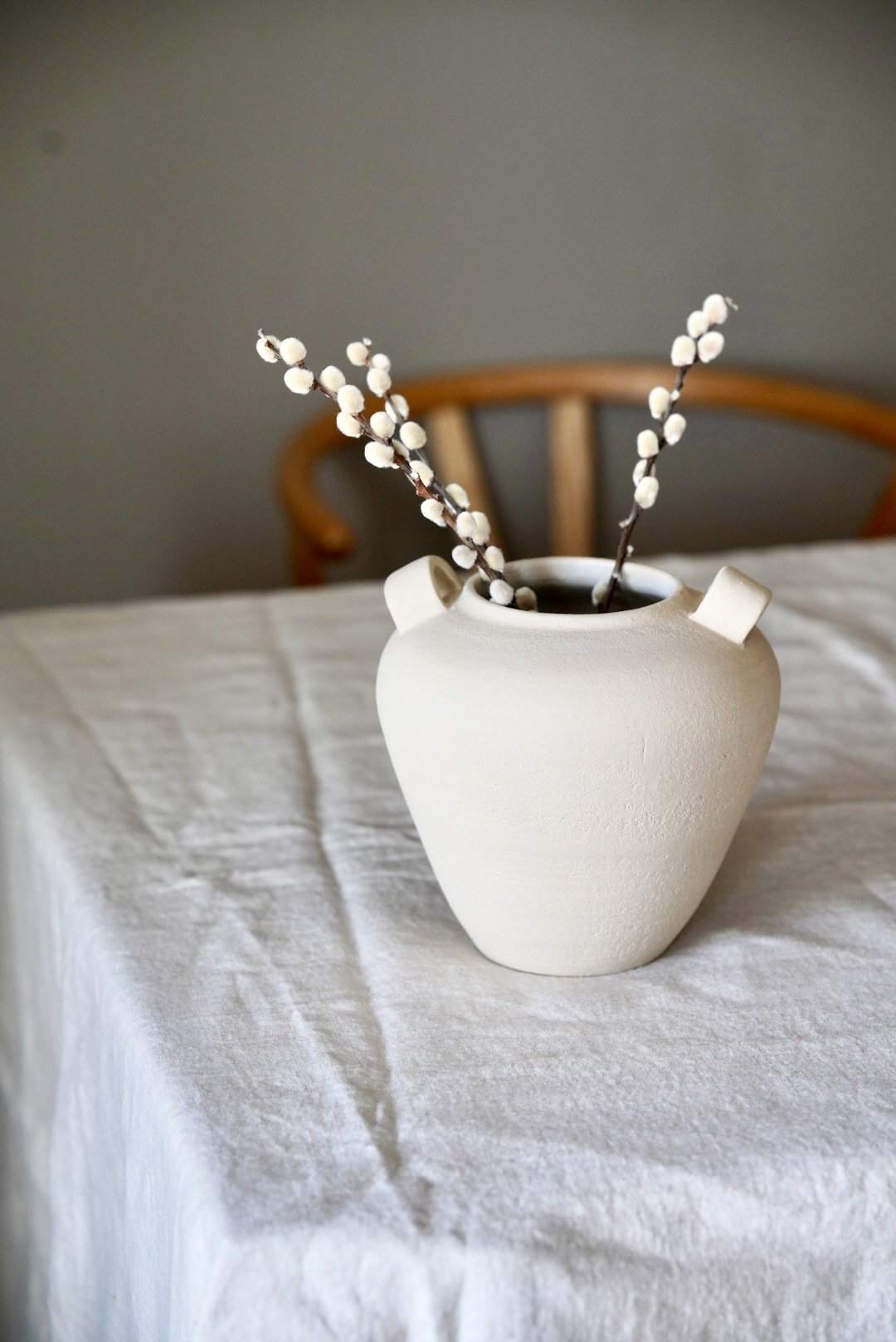 Handmade and rustic stoneware indoor vase