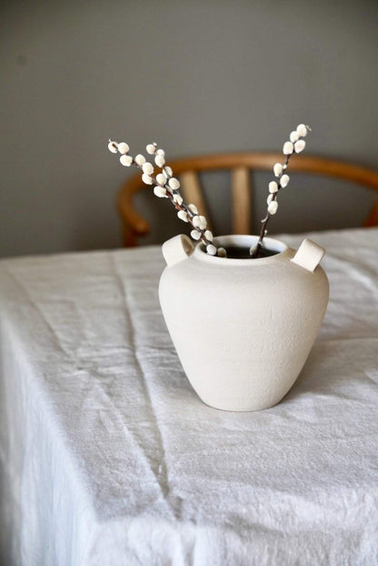 Handmade and rustic stoneware indoor vase