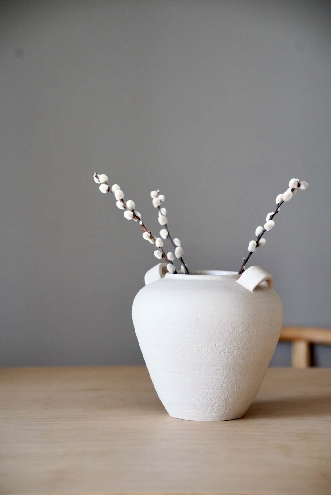 Handmade and rustic stoneware indoor vase