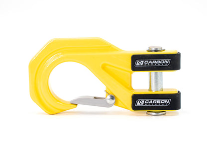 Carbon Offroad Mega Pro winch hook, yellow steel body with black logo plate and bolt on Tampa Home & Garden Store