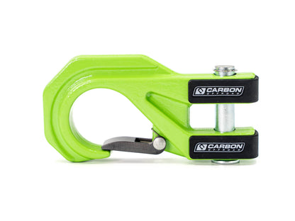 Carbon Offroad Mega Pro Winch Hook lime green with silver pin and logo housing on Tampa Home & Garden Store