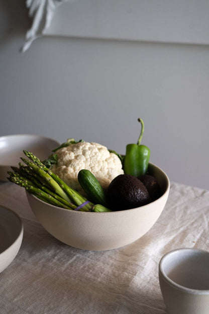 Handmade Stoneware Fruit Bowl and Clear Glaze Set