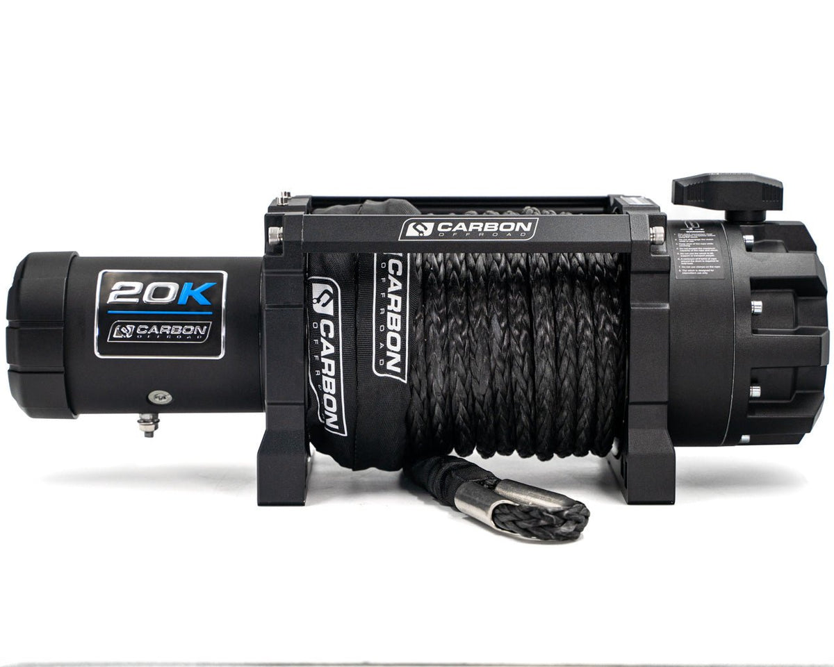 Carbon Offroad Scout Pro 20K winch with black housing and braided rope on Tampa Home & Garden Store