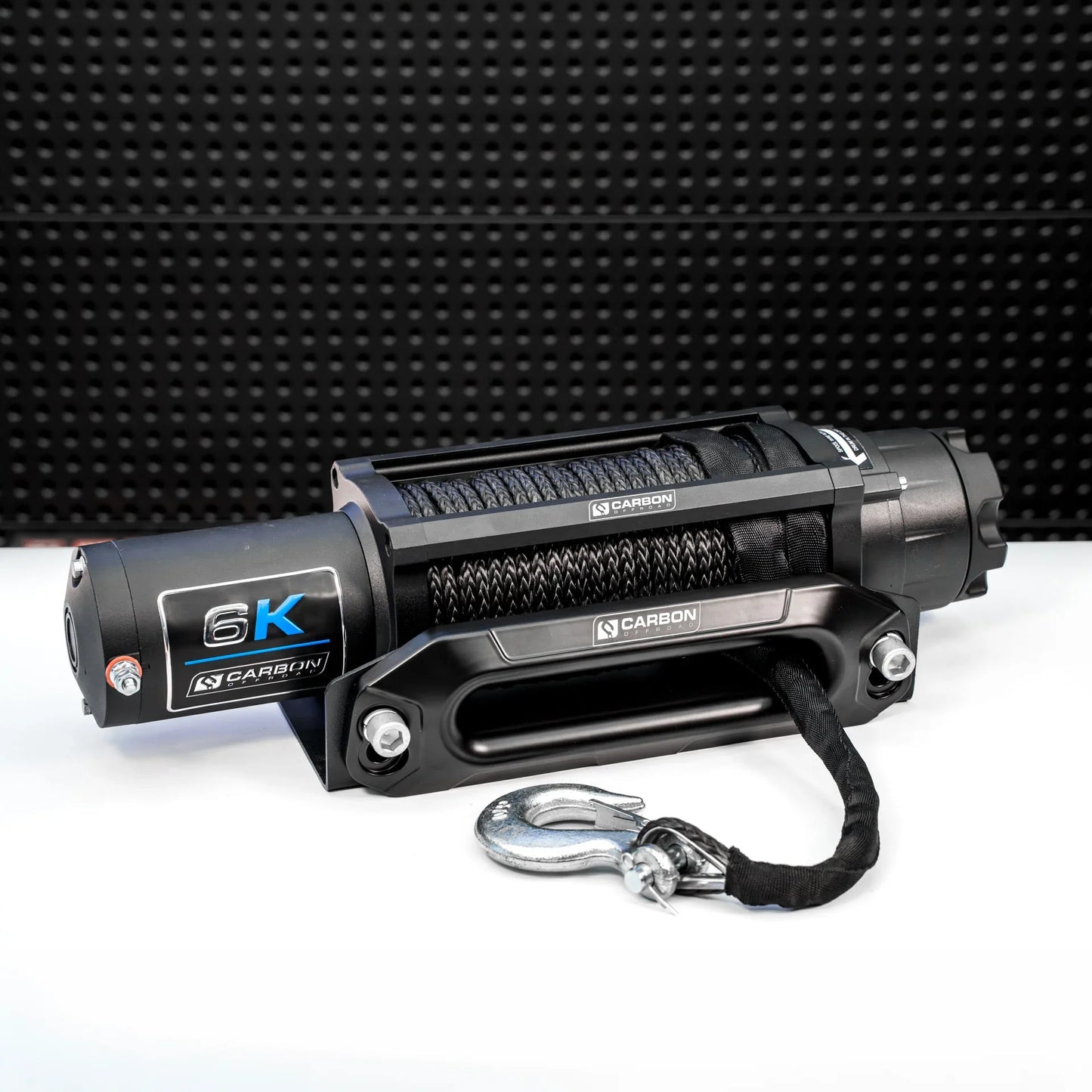 Carbon Offroad long-drum 6K winch for ATV/UTV with braided rope and hook on Tampa Home & Garden Store