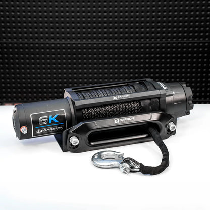 Carbon Offroad long-drum 6K winch for ATV/UTV with braided rope and hook on Tampa Home & Garden Store