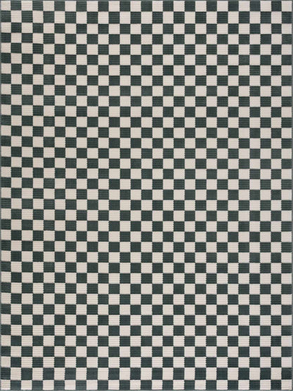 Kaysar Oil Green Checkered Washable Area Rug by Boutique Rugs in black ivory checkerboard on Tampa Home & Garden Store