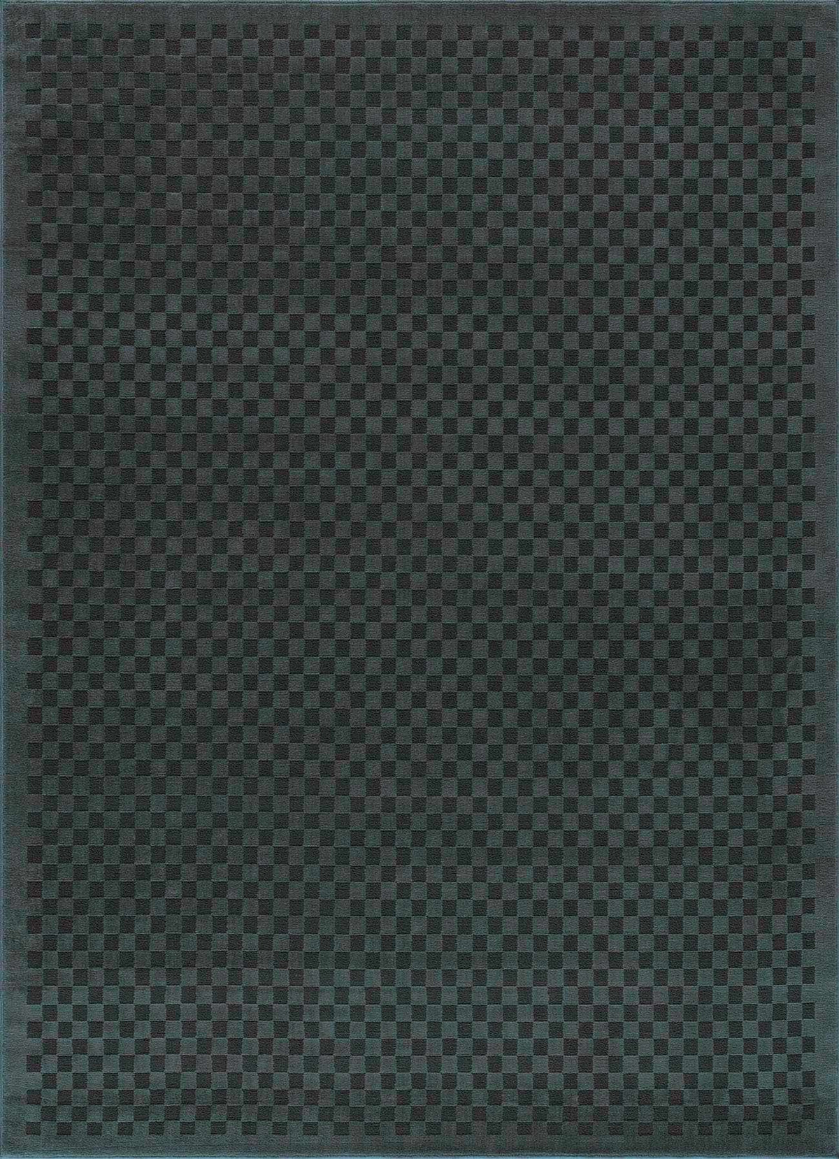 Gaiwan Oil Green Washable Area Rug dark green checkerboard pattern Boutique Rugs on Tampa Home & Garden Store