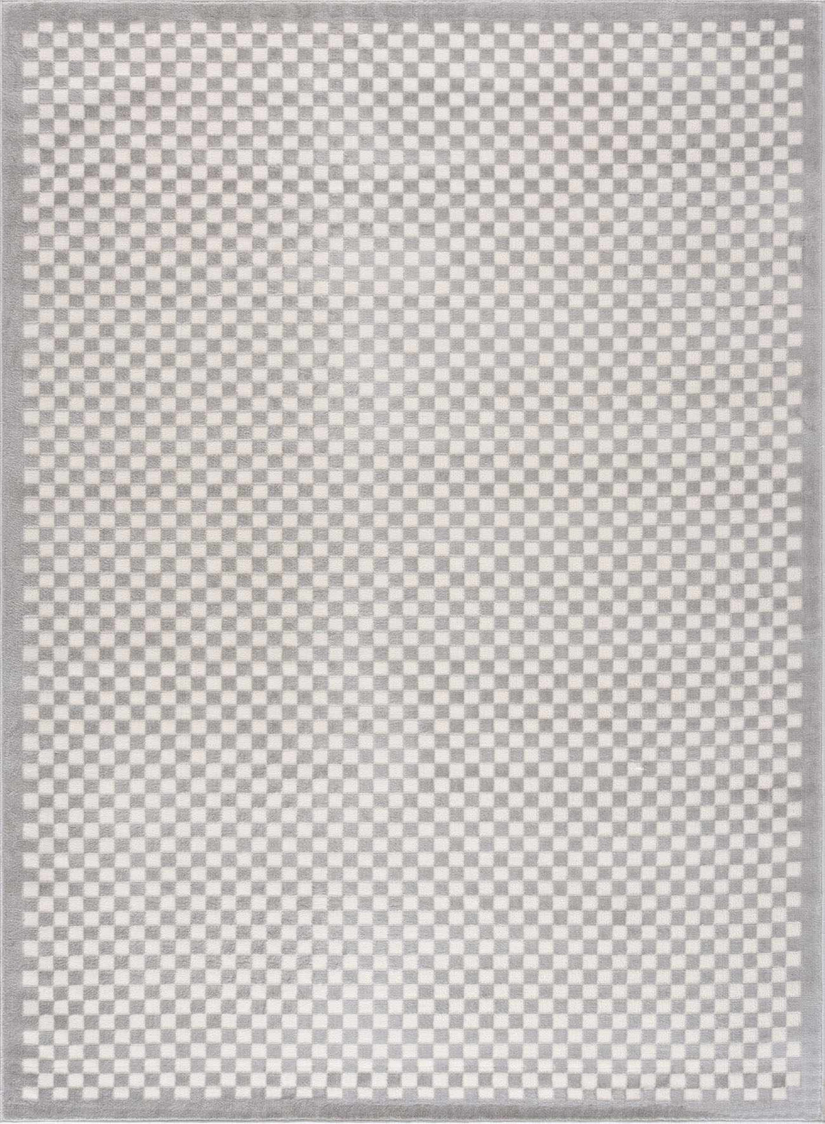 Gaiwan Cream Gray Washable Area Rug by Boutique Rugs, cream-gray checkerboard pattern on Tampa Home & Garden Store