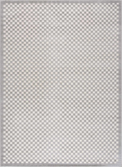 Gaiwan Cream Gray Washable Area Rug by Boutique Rugs, cream-gray checkerboard pattern on Tampa Home & Garden Store