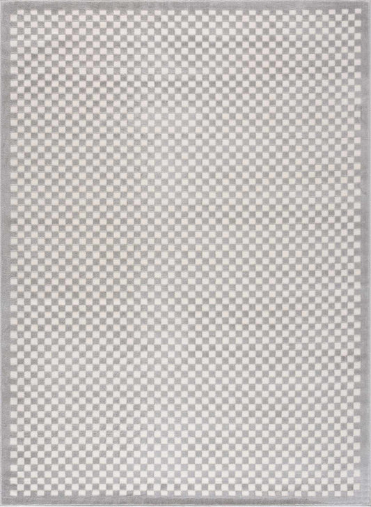 Gaiwan Cream Gray Washable Area Rug by Boutique Rugs, cream-gray checkerboard pattern on Tampa Home & Garden Store