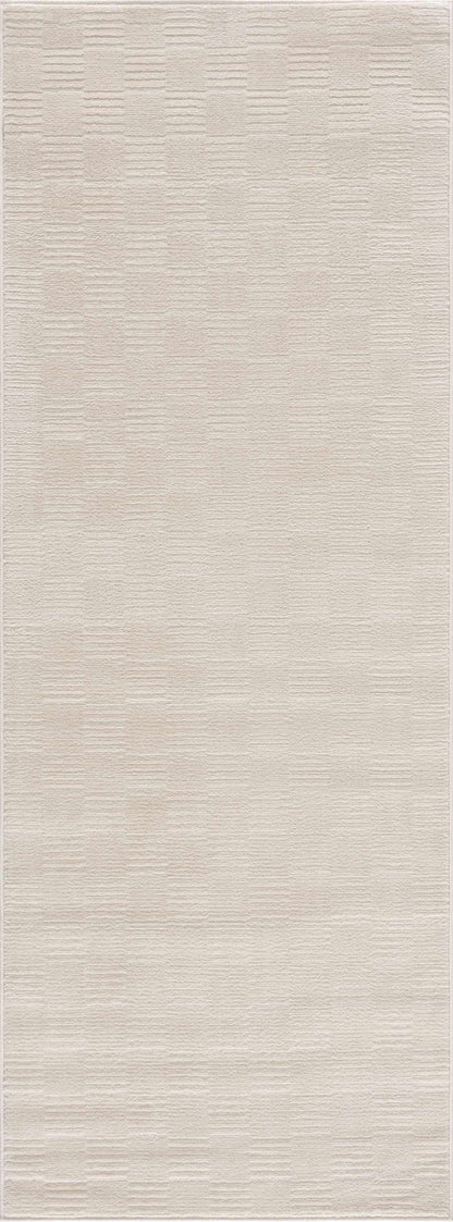 Kazuma Cream Checkered Washable Area Rug with subtle textured pattern on Tampa Home & Garden Store