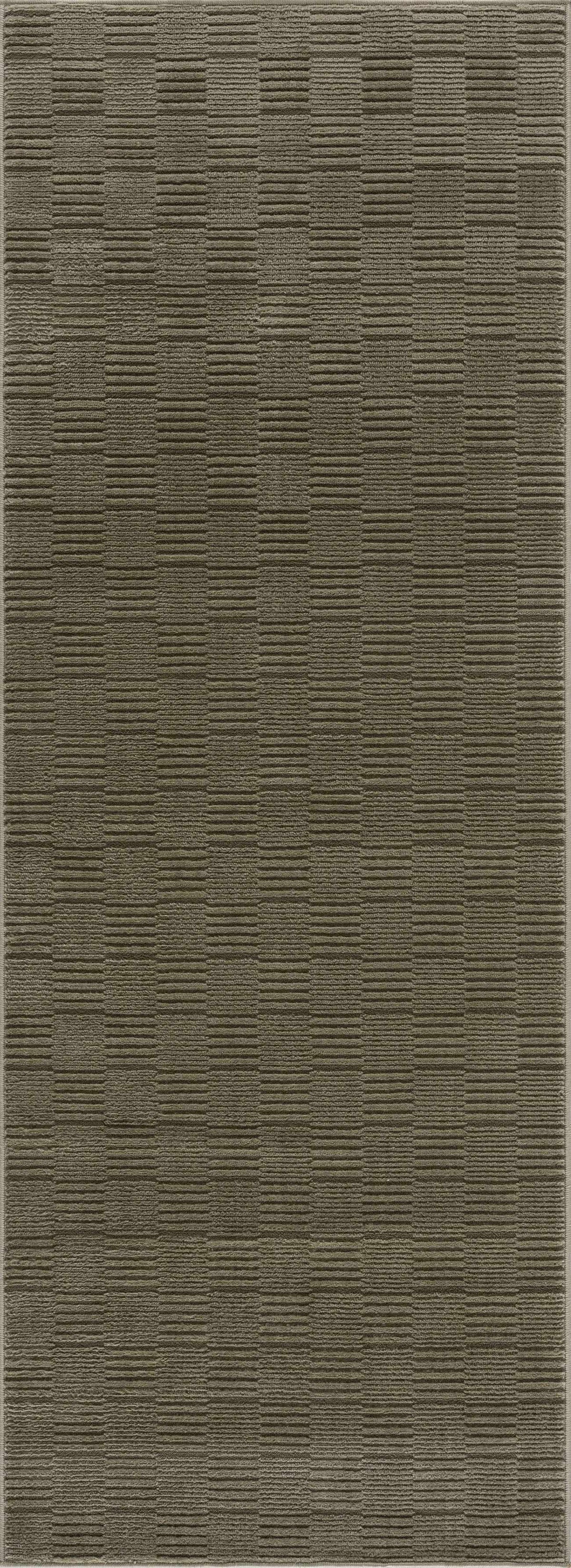 Kazuma Green Washable Area Rug brown textured geometric ribbed pattern by Boutique Rugs on Tampa Home & Garden Store