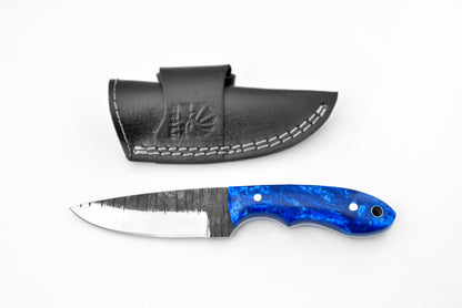 High carbon steel utility knife TC-105 by Titan with blue marbled handle and black sheath on Tampa Home & Garden Store