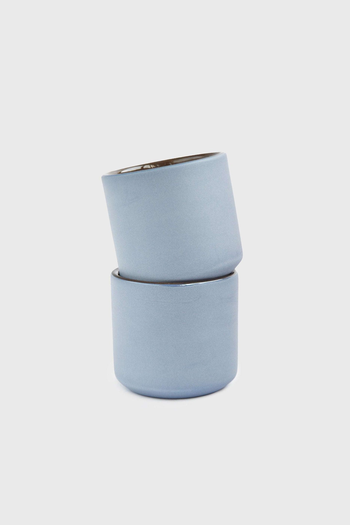 Handmade Porcelain Cup in Forget Me Not and Brown