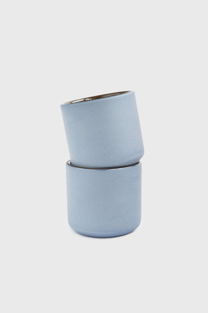 Handmade Porcelain Cup in Forget Me Not and Brown