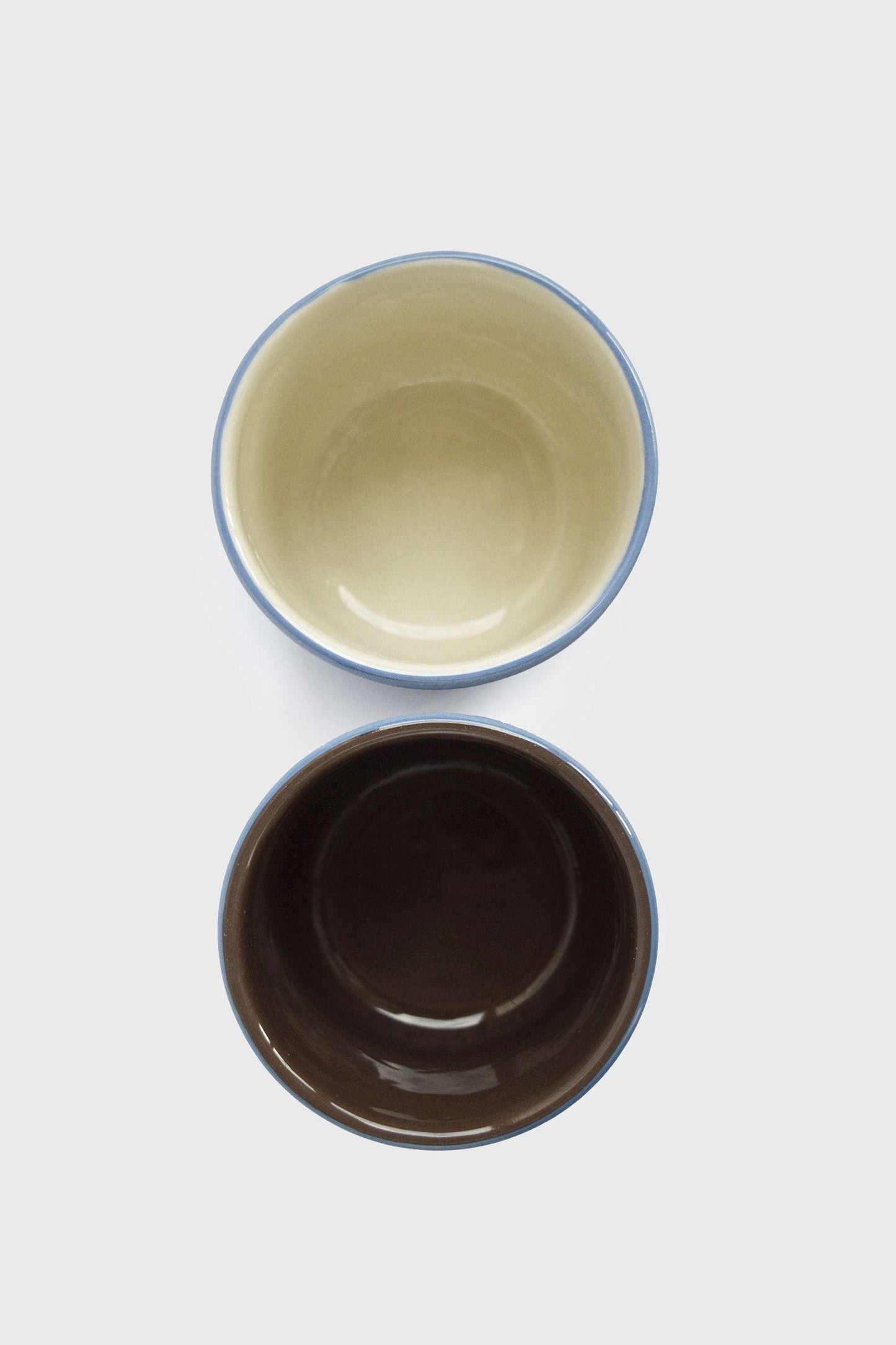 Handmade Porcelain Cup in Forget Me Not and Brown
