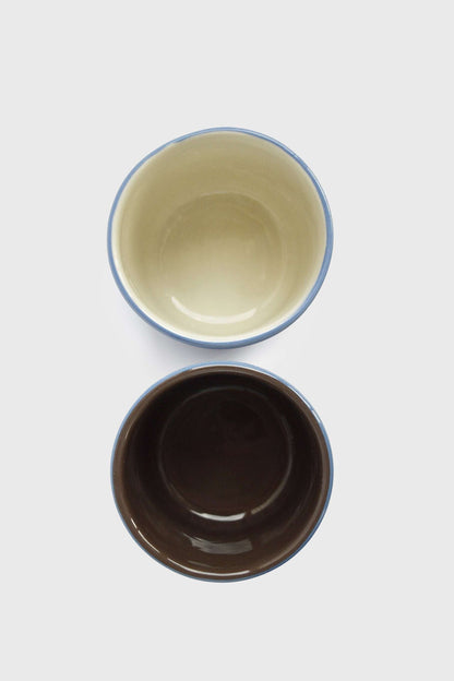 Handmade Porcelain Cup in Forget Me Not and Brown