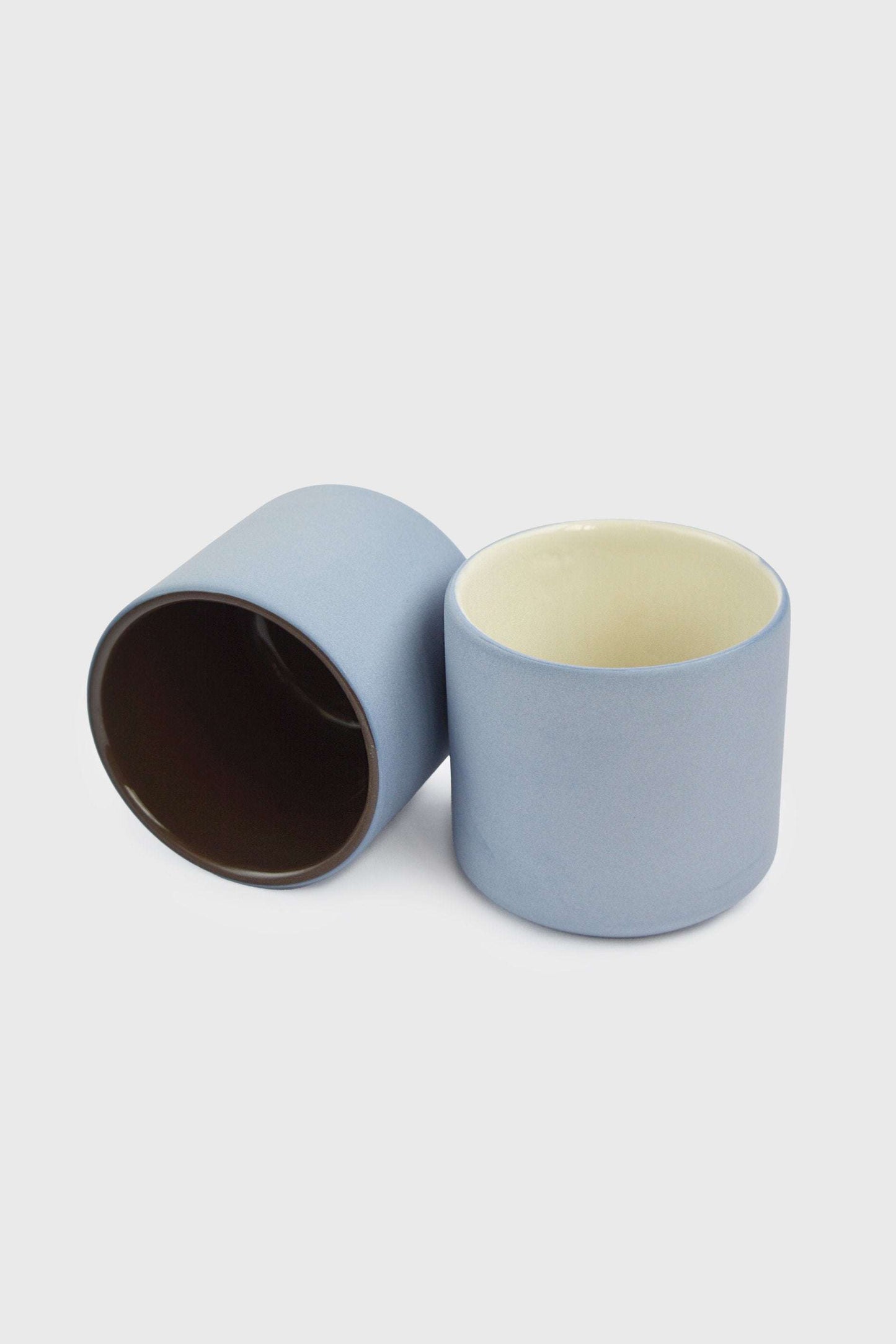 Handmade Porcelain Cup in Forget Me Not and Brown