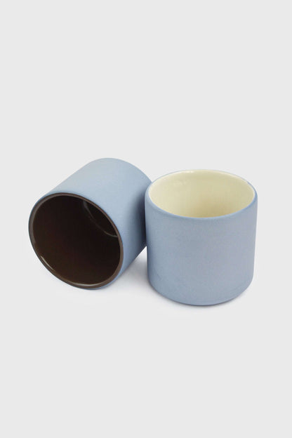 Handmade Porcelain Cup in Forget Me Not and Brown