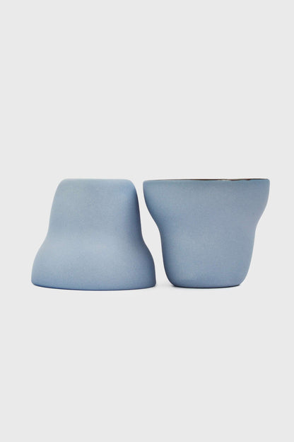 Handmade Porcelain Coffee Cup In Blue And Brown