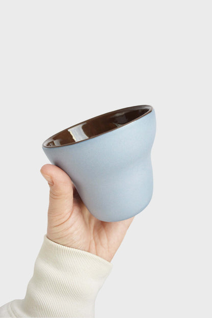 Handmade Porcelain Coffee Cup In Blue And Brown