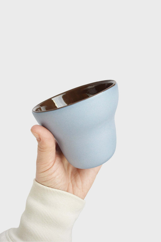Handmade Porcelain Coffee Cup In Blue And Brown
