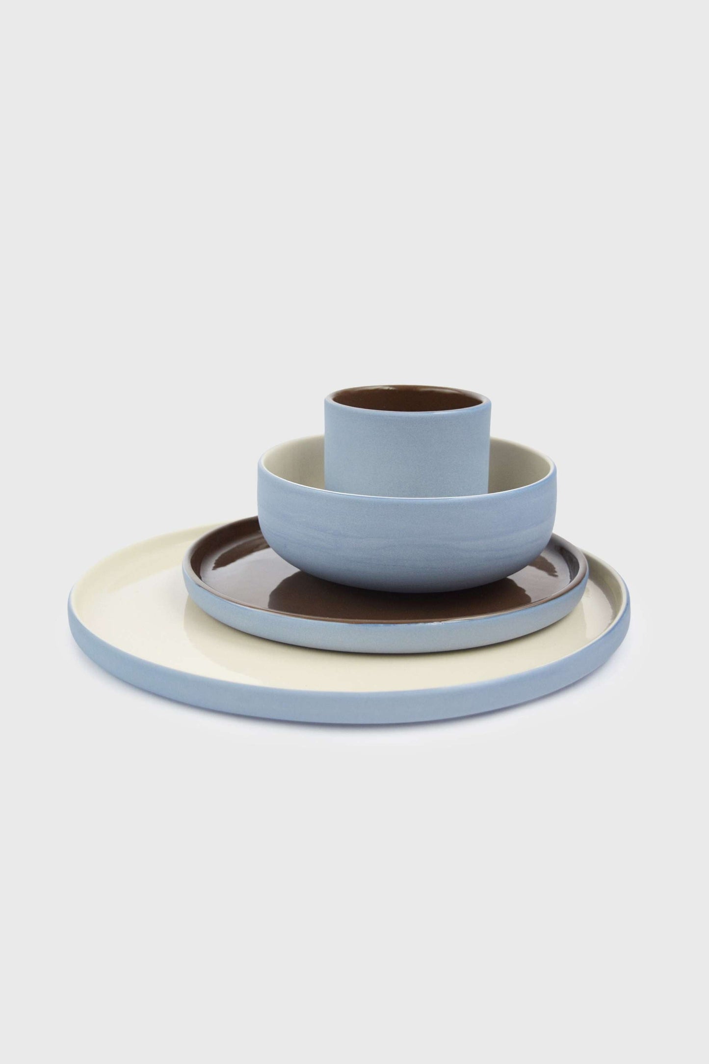 Handmade Porcelain Cup in Forget Me Not and Brown