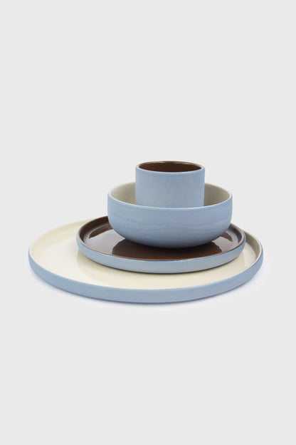 Handmade Porcelain Cup in Forget Me Not and Brown