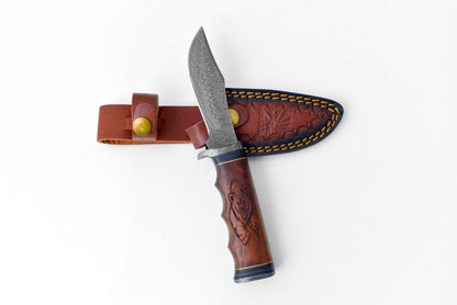 Grizzly Timberline Damascus Knife TK-099 with Damascus blade and leather sheath 2 items on Tampa Home & Garden Store