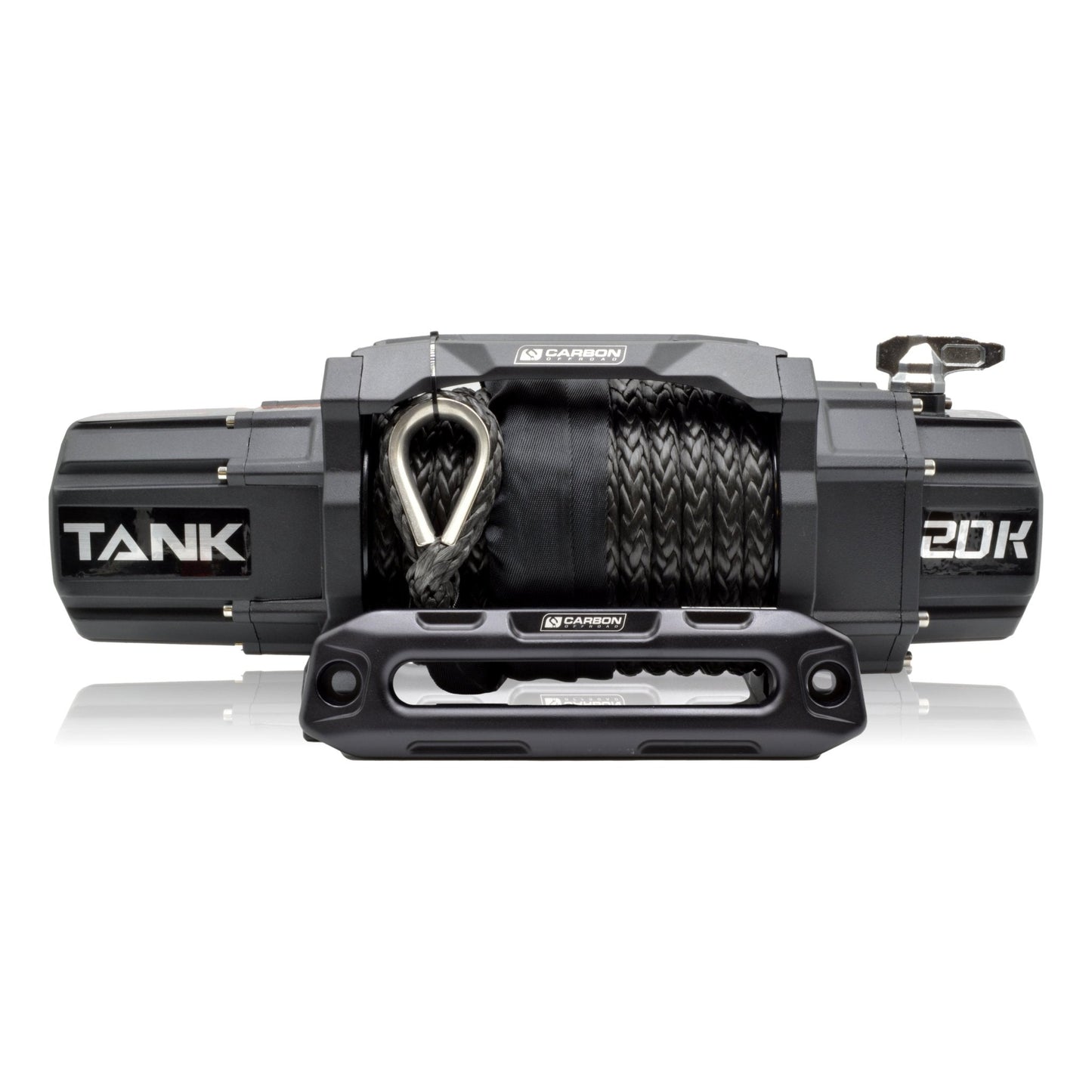 Carbon Tank 20000lb 24V winch with braided rope and steel hook by Carbon Offroad USA on Tampa Home & Garden Store