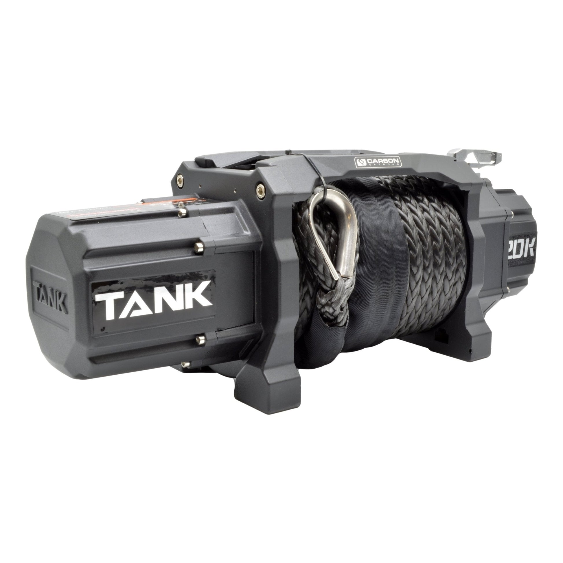 Carbon Tank 20000lb Winch 24V by Carbon Offroad USA; gray housing, braided rope on Tampa Home & Garden Store