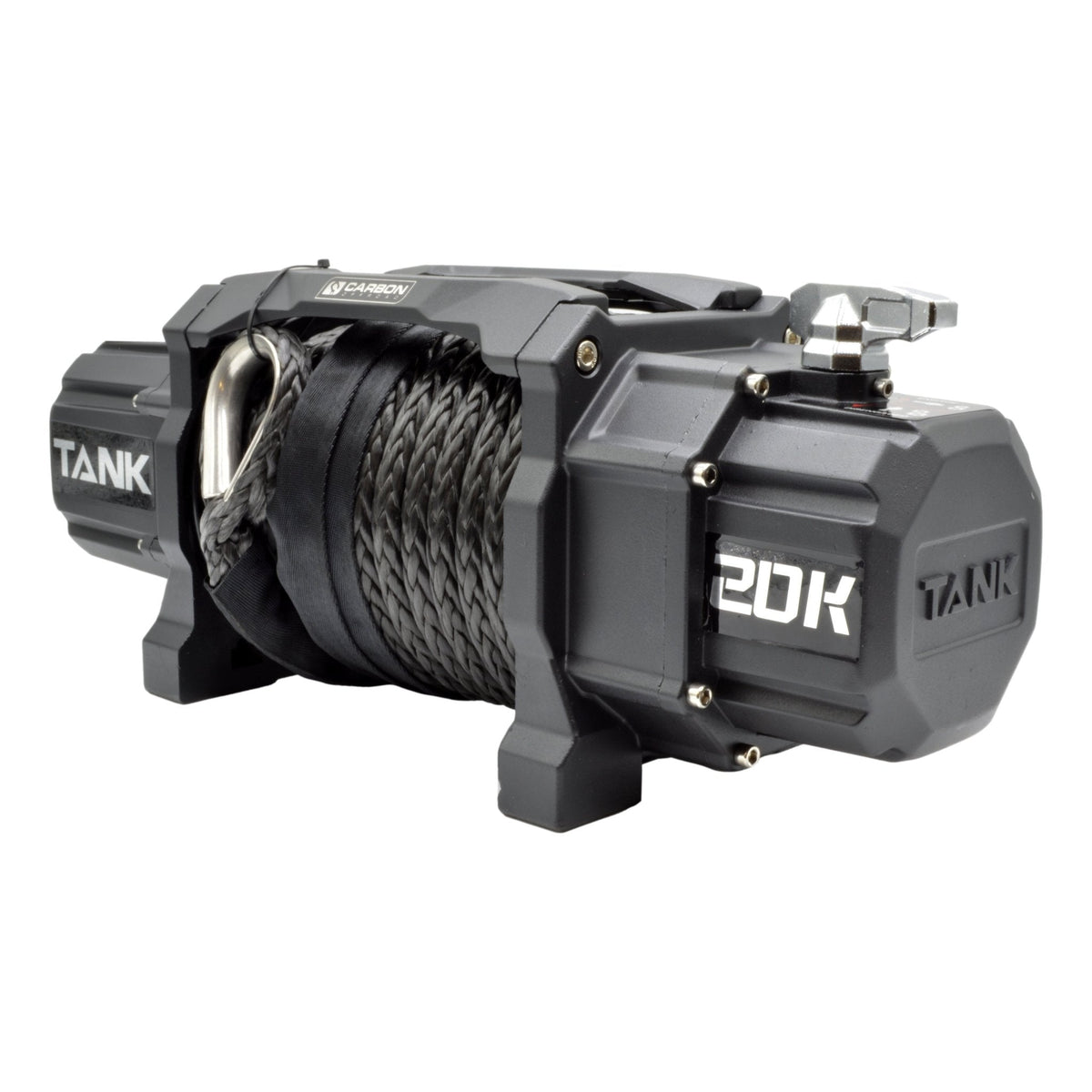 Carbon Tank 20000lb 24V winch with braided rope and gray housing by Carbon Offroad USA on Tampa Home & Garden Store