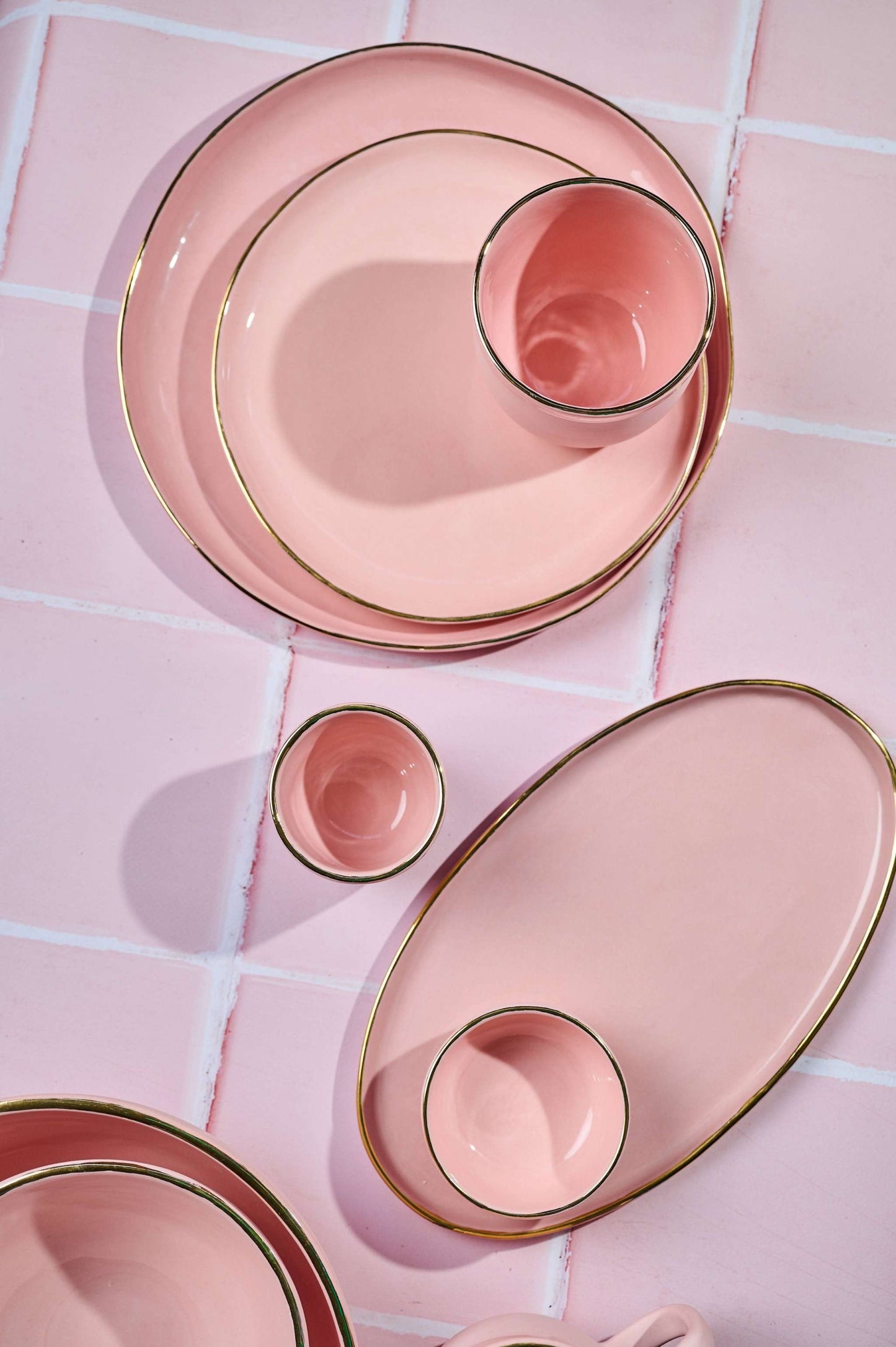 Handmade Porcelain Dinner Plates with Gold Rim