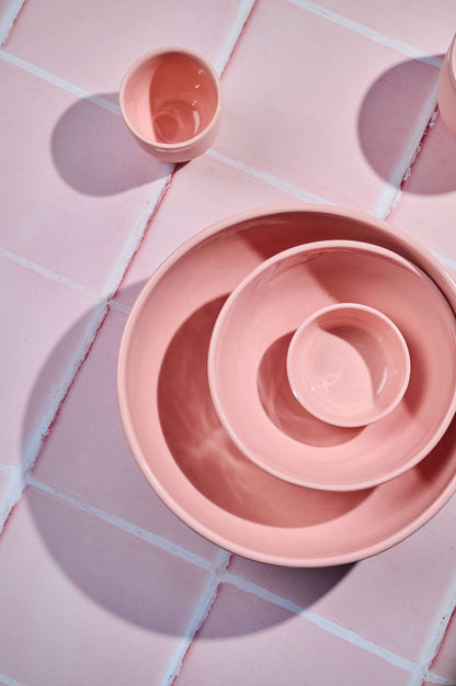 Handmade Porcelain Serving Bowl in Powder Pink