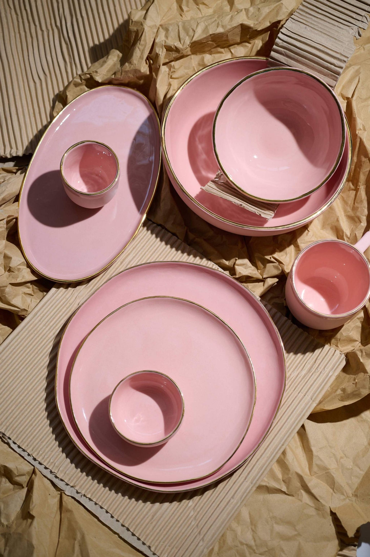 Handmade Porcelain Pinch Bowl with Gold Rim