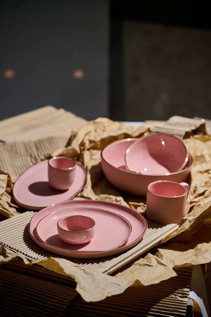 Handmade Porcelain Mug with Gold Rim Powder Pink