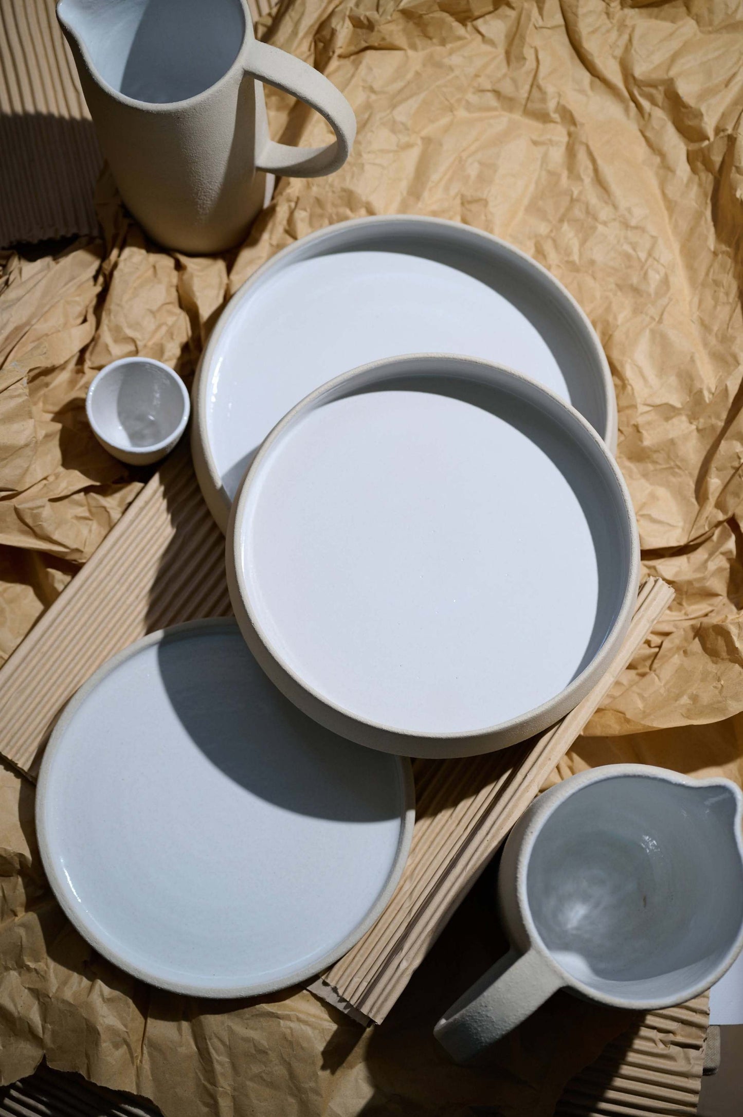 Artisan Handmade Stoneware Plates with High Sides