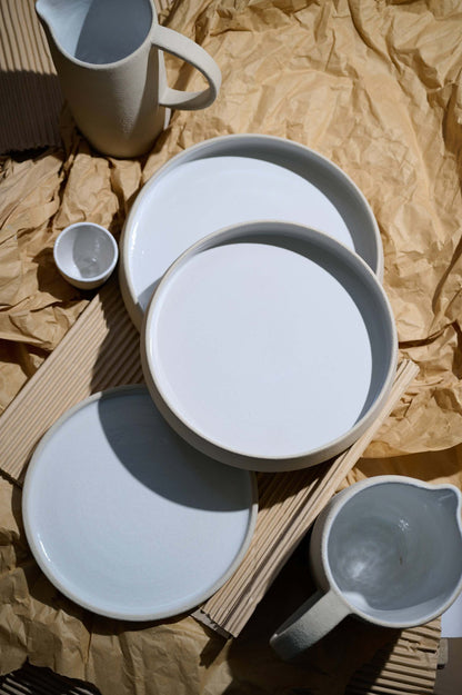 Artisan Handmade Stoneware Plates with High Sides