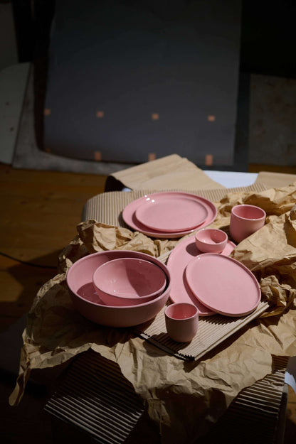 Handmade Porcelain and Powder Pink Dining Bowls