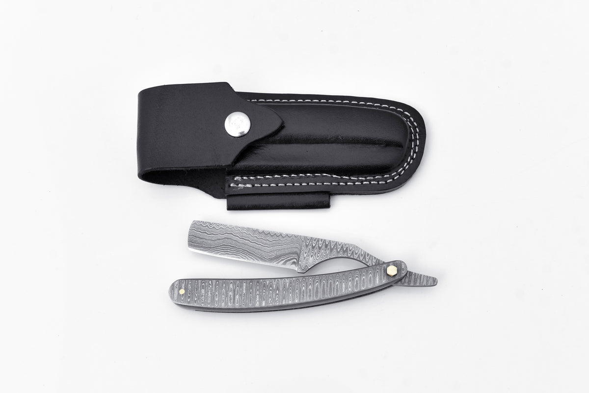 TD-041 leather knife sheath by Titan K with stitched edge, blade partially visible on Tampa Home & Garden Store