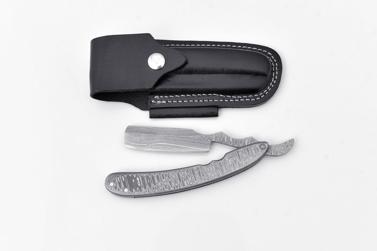 TD-041 Titan International K leather knife sheath with snap closure and white stitching on Tampa Home & Garden Store