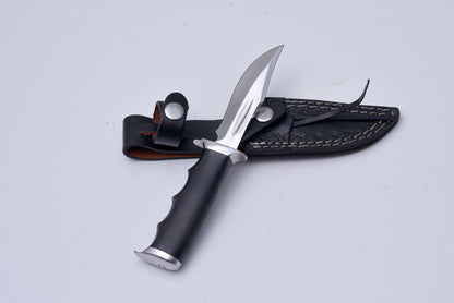 Shadow Fang TK-401 hunting knife with black handle and leather sheath on Tampa Home & Garden Store