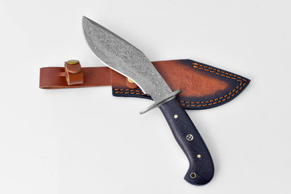 Damascus steel fixed blade with obsidian dark wenga wood handle TK-126 Titan K on Tampa Home & Garden Store
