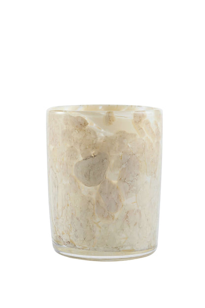 Hand Blown Glass Tumbler in cream marbled finish by CREATING COMFORT on Tampa Home & Garden Store