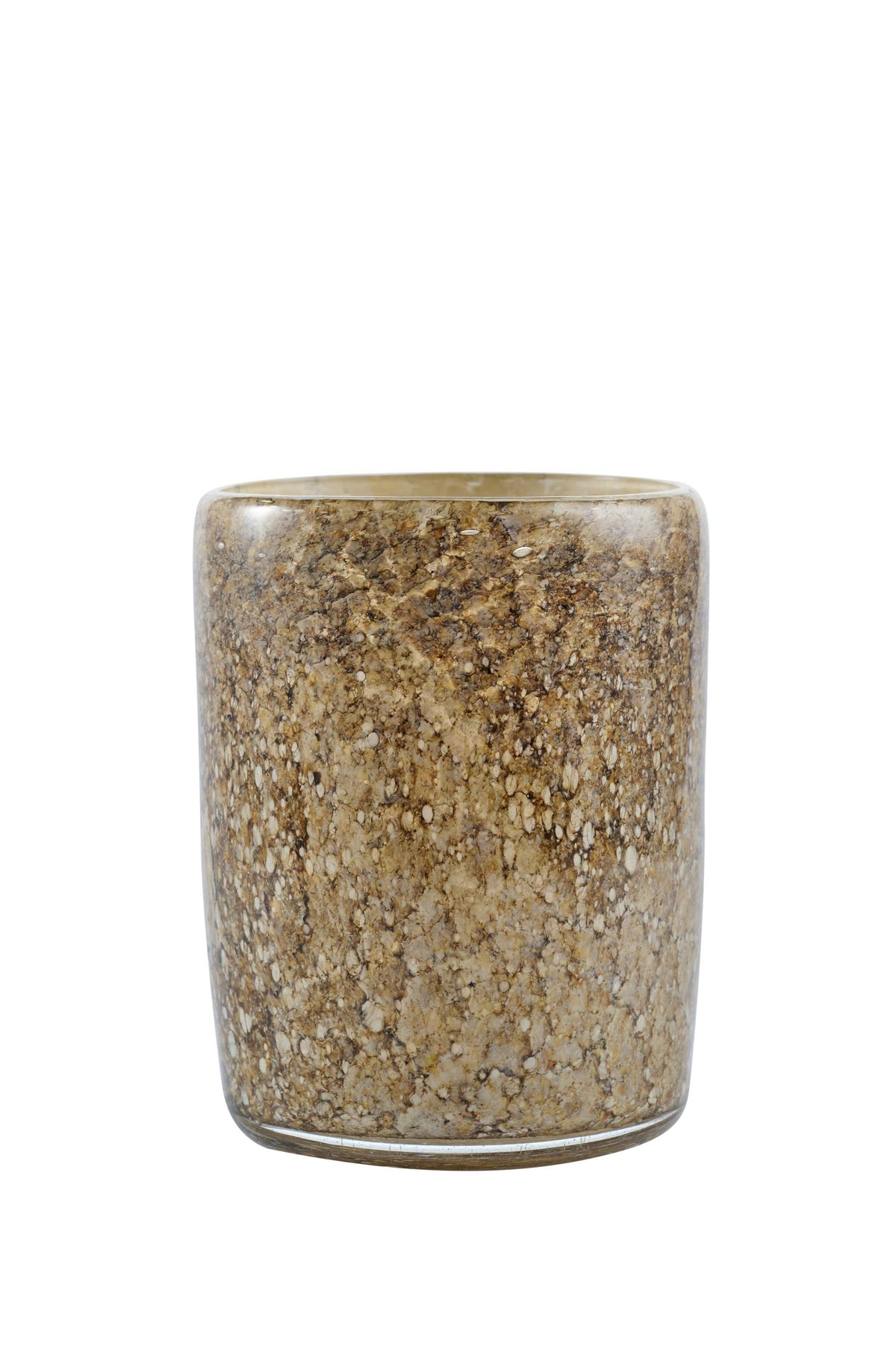 Hand Blown Glass Tumbler by Creating Comfort, speckled brown glaze on Tampa Home & Garden Store