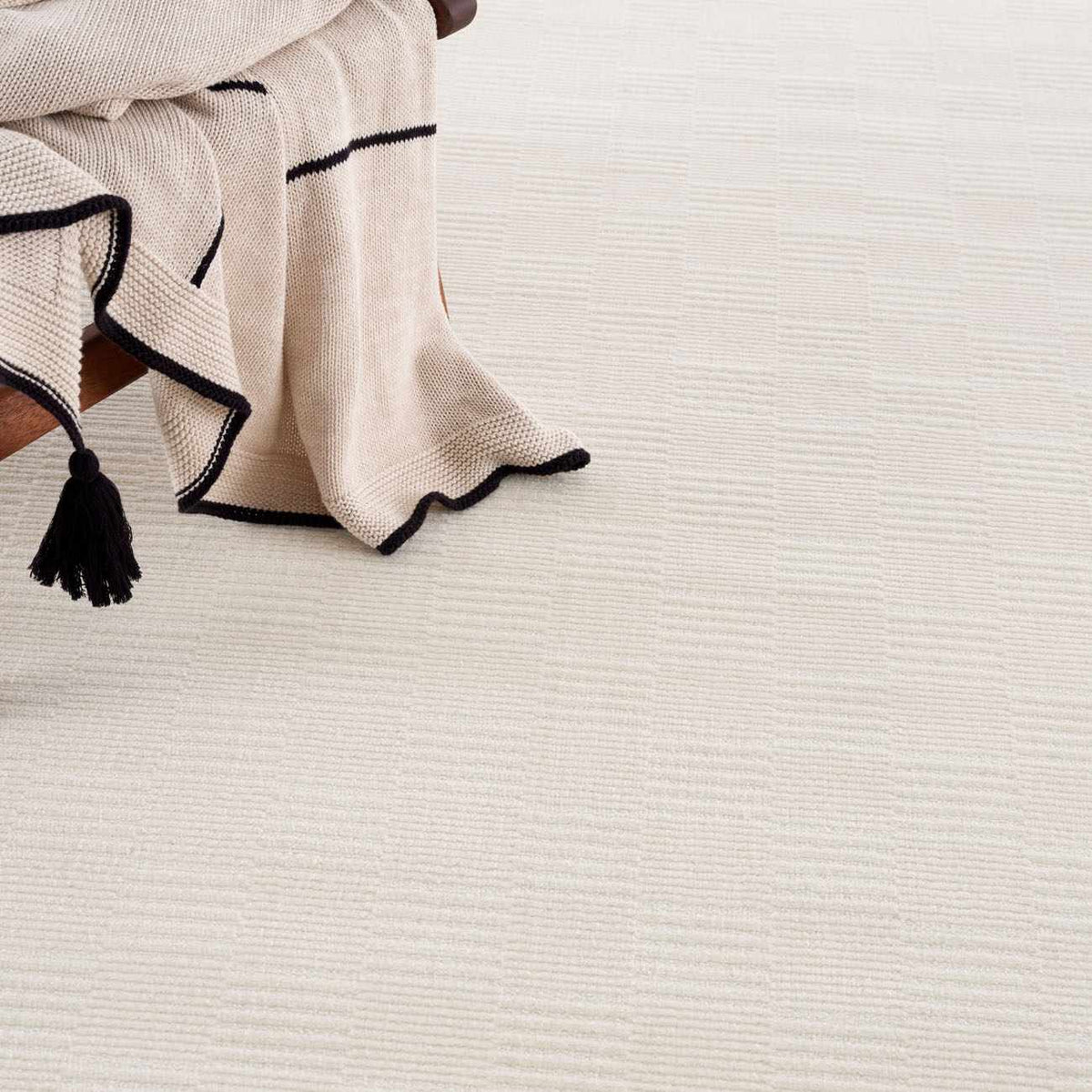 Kazuma Cream Checkered Washable Area Rug by Boutique Rugs, cream with subtle check texture on Tampa Home & Garden Store
