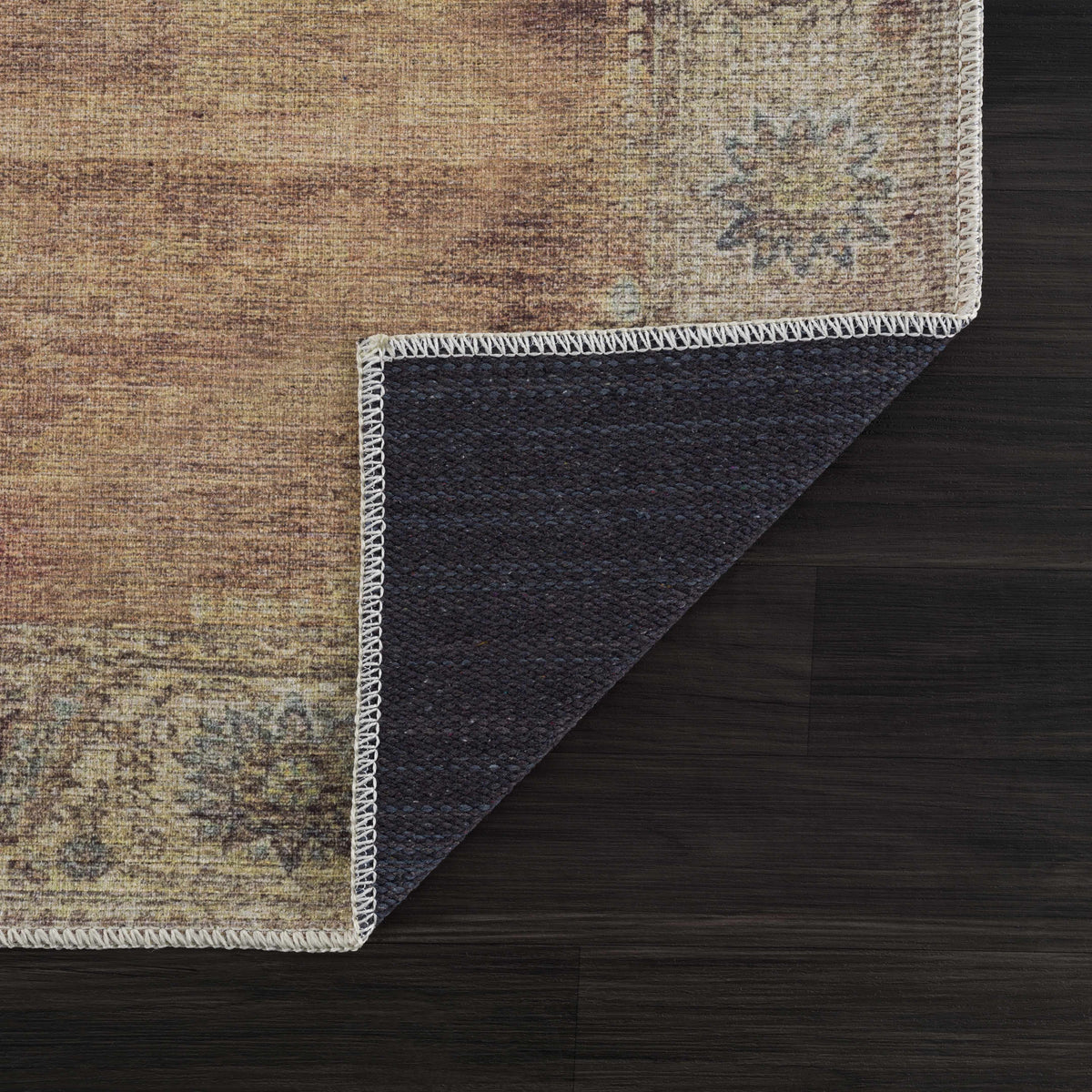 Powhatan washable area rug beige-brown distressed pattern with fringe Boutique Rugs on Tampa Home & Garden Store