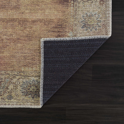 Powhatan washable area rug beige-brown distressed pattern with fringe Boutique Rugs on Tampa Home & Garden Store